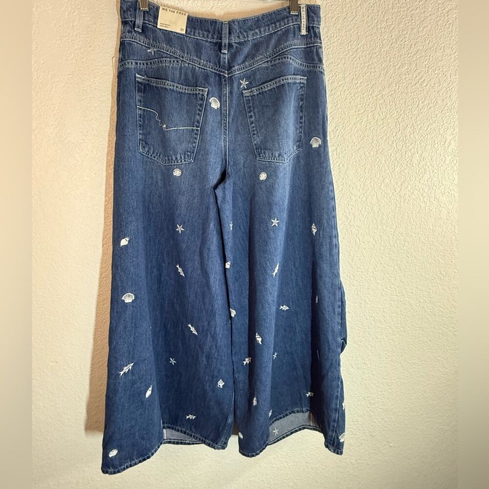 NWT Free People Westward Demi Jean Under the Sea Wide Leg Barrel Sz 31 Boho - Picture 4 of 9